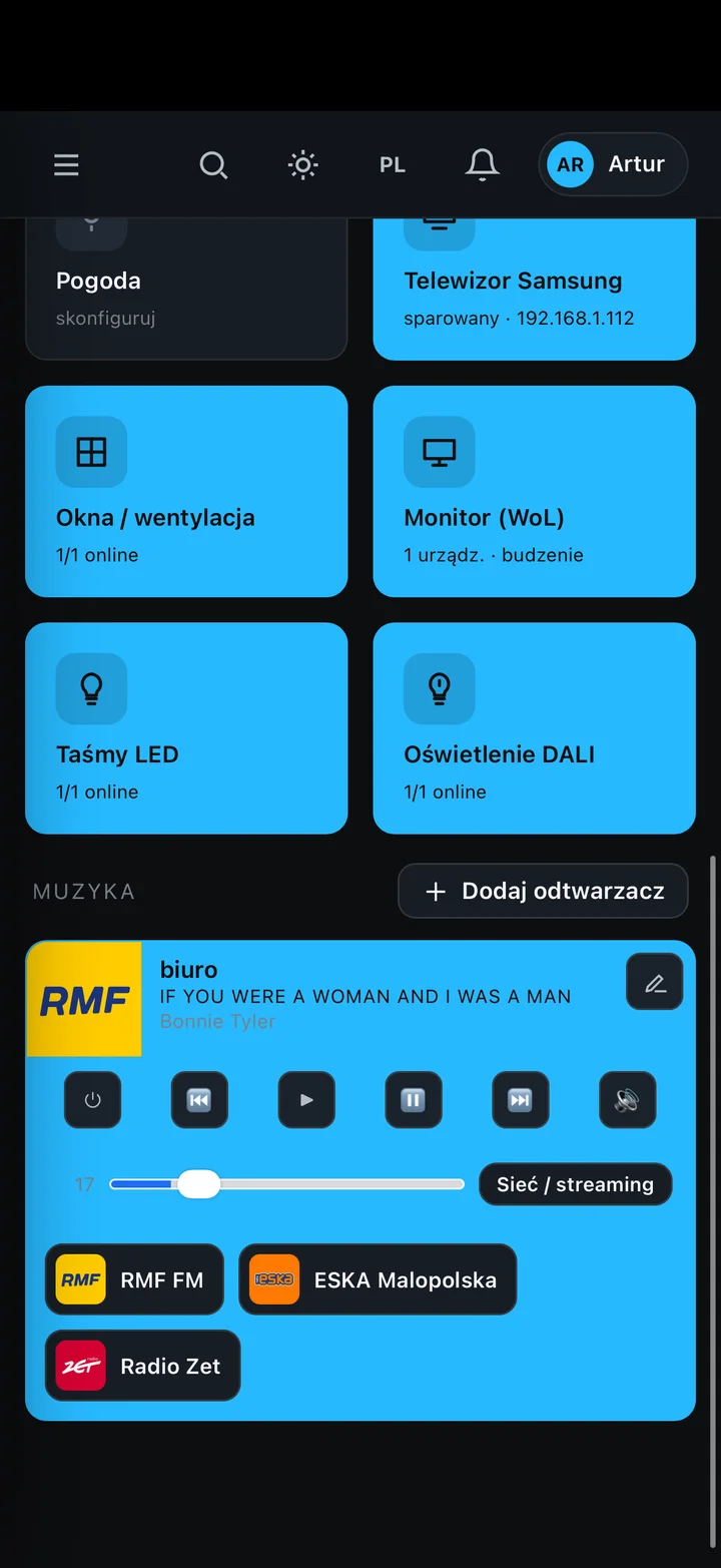 DomelOS Home — Integracje i muzyka