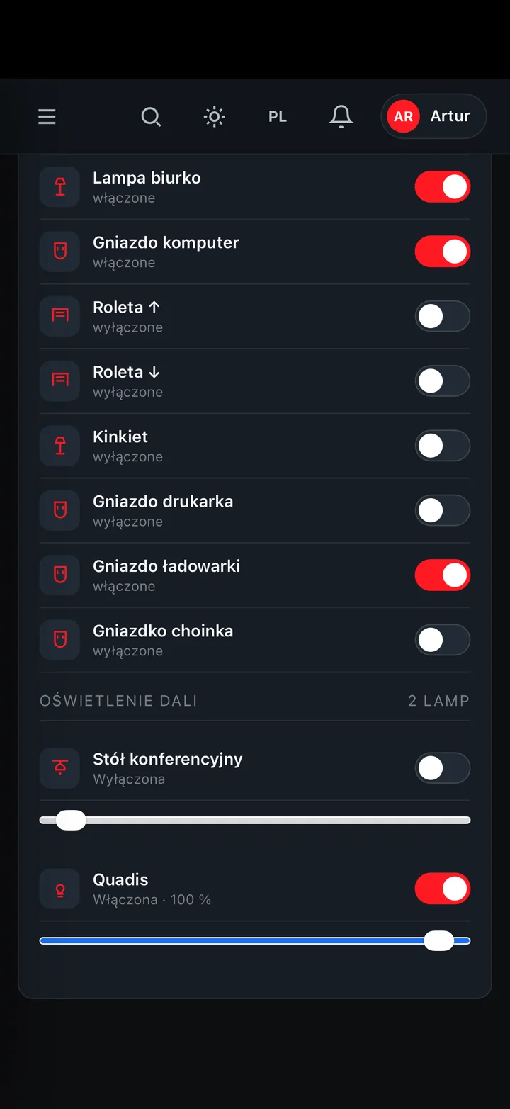 DomelOS Home — Oświetlenie